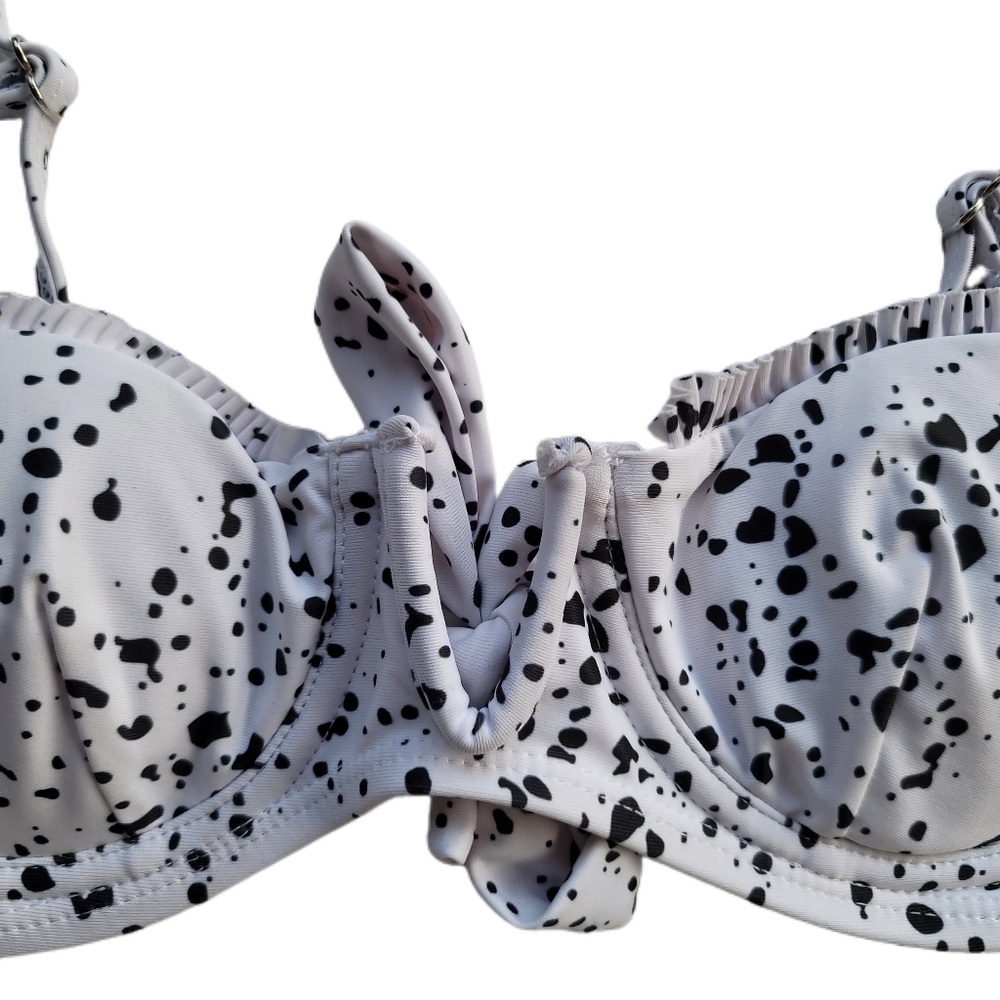 Shein Bikini Top M Medium White Black Underwire - Picture 3 of 7